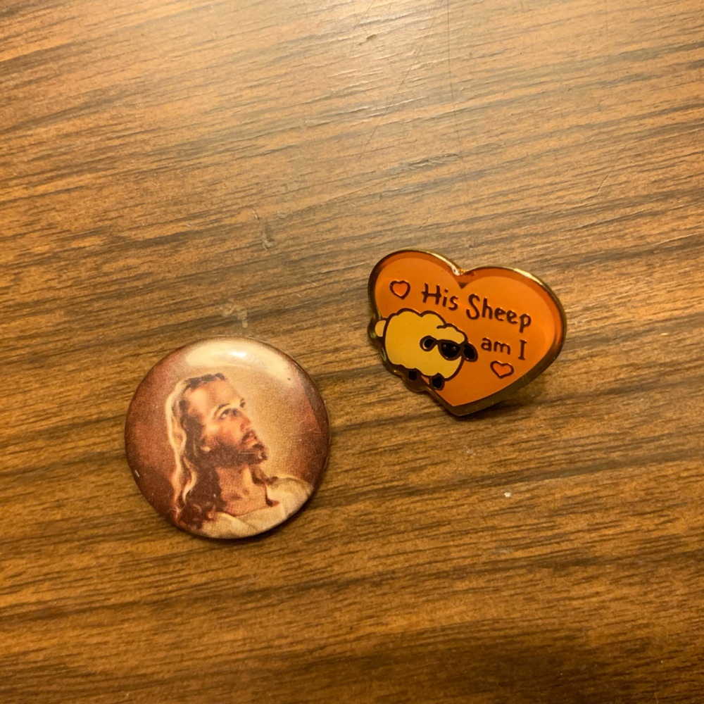 Set of two Vintage Religious Pin and Button